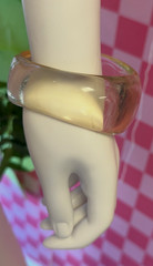 Vintage Clear Lucite Acrylic Chunky Bangle Bracelet Transparent Champagne MCM