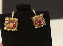 Vintage Gold Tone Rhinestone Clip Screw Back Earrings Lot of 4 Pair