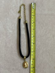 1928 Brand Cameo Choker Mini PhotoHolder Necklace Black Velour Golden Hardware