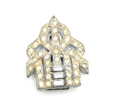 Vintage Art Deco Fur Clip Shoe Clip Rhinestone Clear Gift For Her Geometric Gift