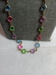 Vintage Austrian Crystal Multicolor Pastel Crystals And Gold Tone 30″ Necklace