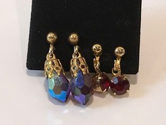 Vintage Gold Tone Rhinestone Clip Screw Back Earrings Lot of 4 Pair
