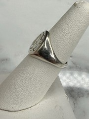 925 Sterling Silver Vintage Engraved Monogram Signet Ring Size 7
