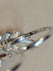 Vtg 925 Double Finger Leaf Ring CZ Accents Size 7 And Size 6 Sterling Silver