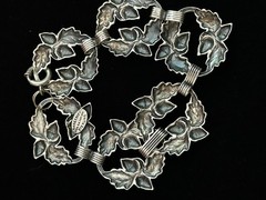 Vintage Danecraft Sterling Silver Acorn Oak Leaf Bracelet Matching Earrings Set