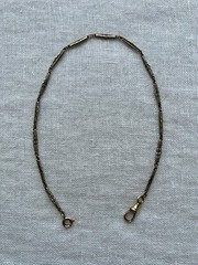 Art Deco 12K Gold Filled Two Tone Bar Link Watch Chain 14″ Swivel Dog Clip