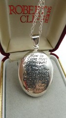 Vintage London 925 Sterling Silver Locket Pendant How Do I Love Thee? UK Sonnet