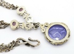 Vtg Purple Intaglio Lady Cameo Pendant Choker Necklace Purple Cabochon Jewelry