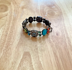 Vtg Sorrelli Wide Bracelet In Happy Birthday Color ~ MISSING 2 STONES