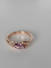Vintage 1990-s 14 Ct Rolled Gold Amethyst Ring Size UK Q US 8- Hallmarked!