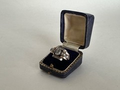 Antique Rare 14k Georgian Rose gold Large Retro Rose Cut Diamond Ring, Sz 7.5