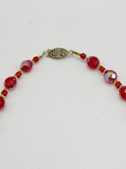 Vintage Faceted Ruby Red AB Glass Beaded Necklace 17.5”