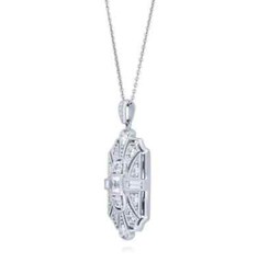Art Deco Style Lab Created Diamond For Any Occasion Pendant 14K White Gold FN