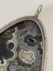 Vintage Crazy Lace Agate Pendant Natural Stone Sterling Silver Cabochon