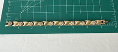Trifari Link Bracelet April Birthday Series Ribbon Flower Clear Rhinestone