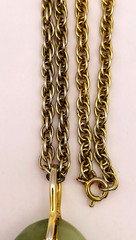 Vintage Faux Jade Gold Tone Pendant Chain Necklace
