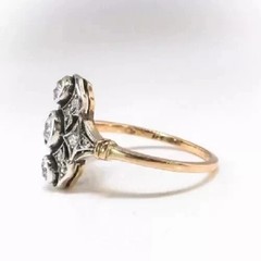 Art Deco Style Round Cut Lab Created Diamond 14K Yellow Gold FN Wedding Ring