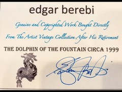 I Am Edgar Berebi my dolphin of the fountain broach Pin Vintage 24k gplate