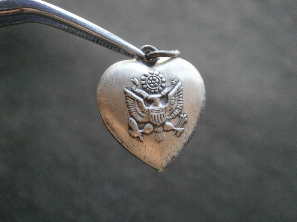 United States Army Seal Vtg Brushed Puffed Sterling Silver Charm Pendant 1.1g