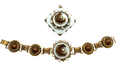 Antique Vintage Crescent Moon Rhinestone Pendant Link Bracelet Victorian Style