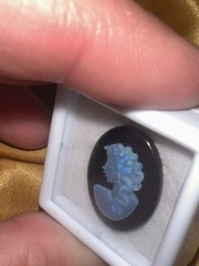Vintage/Antique 20×15 Natural Solid Hand carved Australian Opal Cameo on Onyx