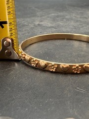 Vintage James Avery Heart & Flower 14 KT Gold Bangle Bracelet 20 Grams