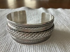 Vintage Sterling Silver Braided Cuff Bracelet ITALIAN