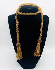 Art Deco Topaz Beaded & Woven Topaz Glass Necklace Flapper Vintage Jewelry