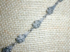 STUNNING~ ART DECO STERLING BLACK ONYX HAND SET MARCASITE NECKLACE!