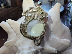 ~ Vintage Large Sterling Silver Magnifying Glass Pendant ~