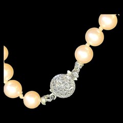 Nice Pale Pink Faux Pearl Hand Tied Bracelet Fancy Clasp 6mm 7″