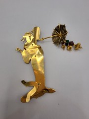 LUNCH AT THE RITZ Geisha Girl Pendant Brooch Hand Painted Fully Articulated