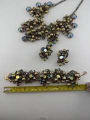 Juliana D&E AB Rhinestone Bracelet Earring Necklace Set Parure Vintage Book
