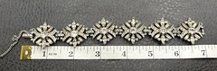 Vintage HIGH END Silver Tone Rhinestone Statement Bracelet Safety Chain READ