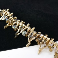 VINTAGE JULIANA D & E AMBER RHINESTONE CRYSTAL BEADED BIB NECKLACE BOOK PIECE