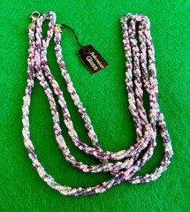 Vintage Czech Bohemian Glass Seed Bead Necklace 48″ Long Pink Purple