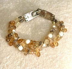Vintage Citrine 925 SS Spacers & Filigree Clasp Carved Rose Cluster Bracelet 6.5