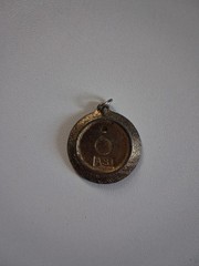 vintage Round Silver Metal Pendant Charm, Signed ASI Mark, No Stone, Unisex