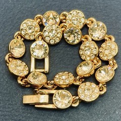 Givenchy Rose Gold Plated Peach Tone Crystal Studded Bracelet 7″ Vintage Sparkle