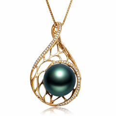 Gold Pearl Bridal Necklace, Gold Teardrop Pendant, Wedding Gift for Her