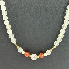 Vintage 14/20 14K Gold Filled Natural Stone Bead Necklace Mid-Century 24”