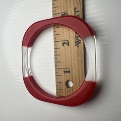 Vintage 70s 80s Round Square Lucite Resin Acrylic Bangle Bracelet Clear Red Mcm