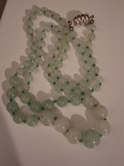 Jade/aventurine icy green gemstone graduated necklace, individually knotted