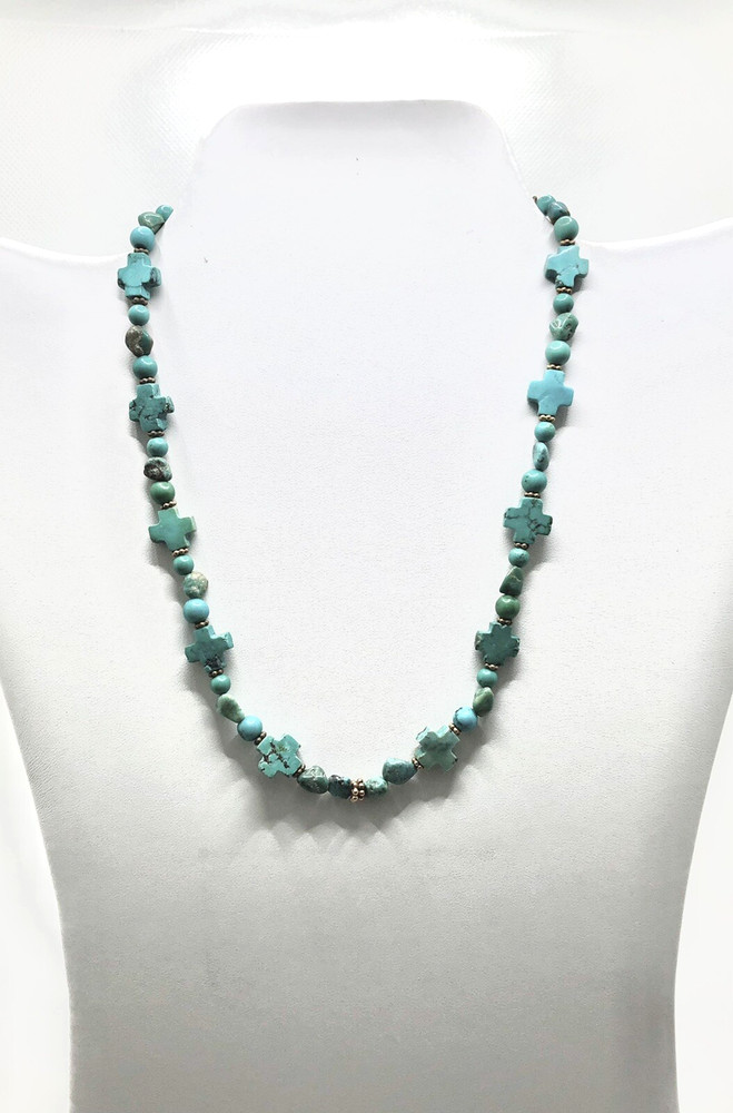 Yellow gold-plated sterling silver Turquoise Bead Velds Necklace