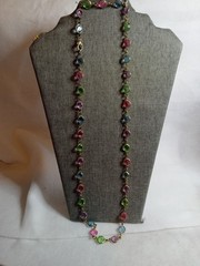 Vintage Austrian Crystal Multicolor Pastel Crystals And Gold Tone 30″ Necklace