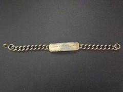 Vintage 1930s-1950s Sterling Silver Military ID Bracelet Curb Chain