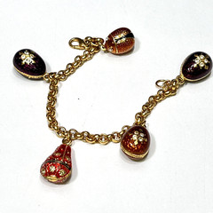 Faberge 5 Egg Bracelet The Museum Company Gold Plated Pewter Jewel Tones
