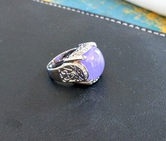 J Esposito Lavender Jade Ring 925 Sterling Silver CZ Accents Sz 8