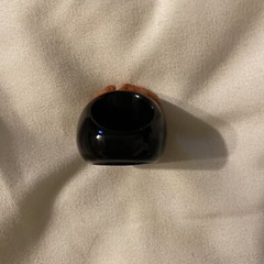 Vintage Onyx Silver Sponge Coral Carved Rose Ring Sz 6?