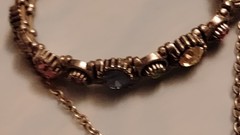 Vintage Butterfly Charm Necklace Korea & Antique Silver Rhinestone Bracelet Set